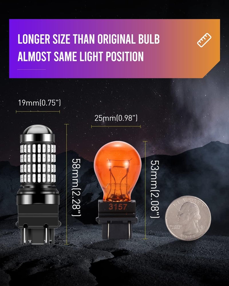 LUYED 3157 LED Brake Light Bulbs,Red 3156 3057 4157 T25 3156, Canbus Error Free, 600% Brighter with Projector Lenses for Tail Rear Parking Stop Brake Lights, Pack of 2 - Image 4
